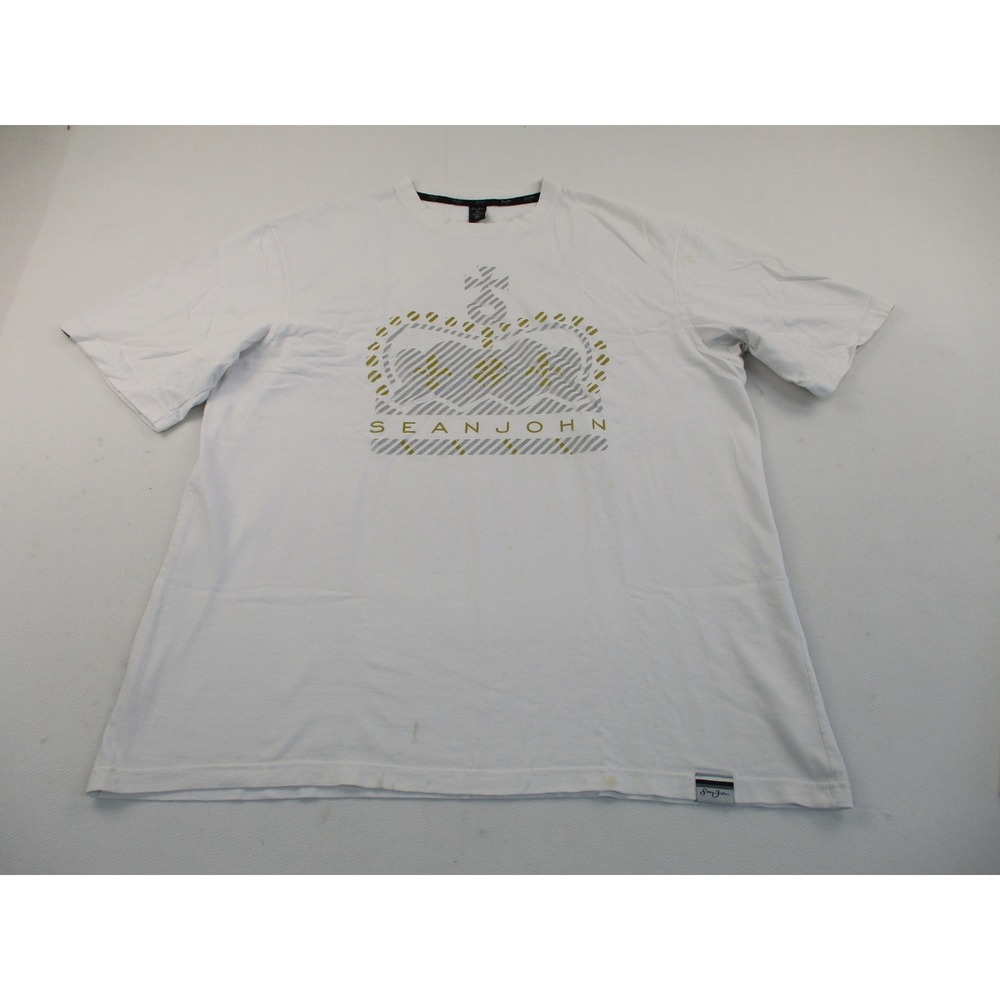 Sean John Shirt Mens XXL White Graphic Crown Logo Streetwear Y2K Hip Hop